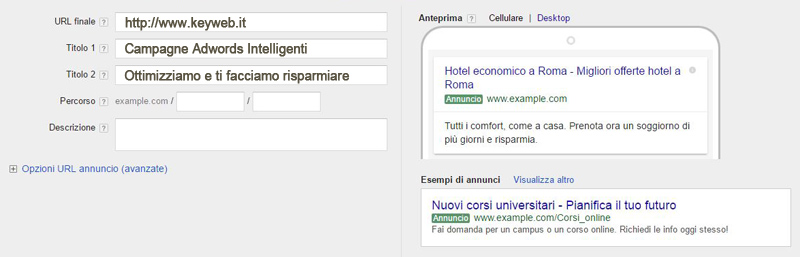 Creare annuncio Adwords Sardegna