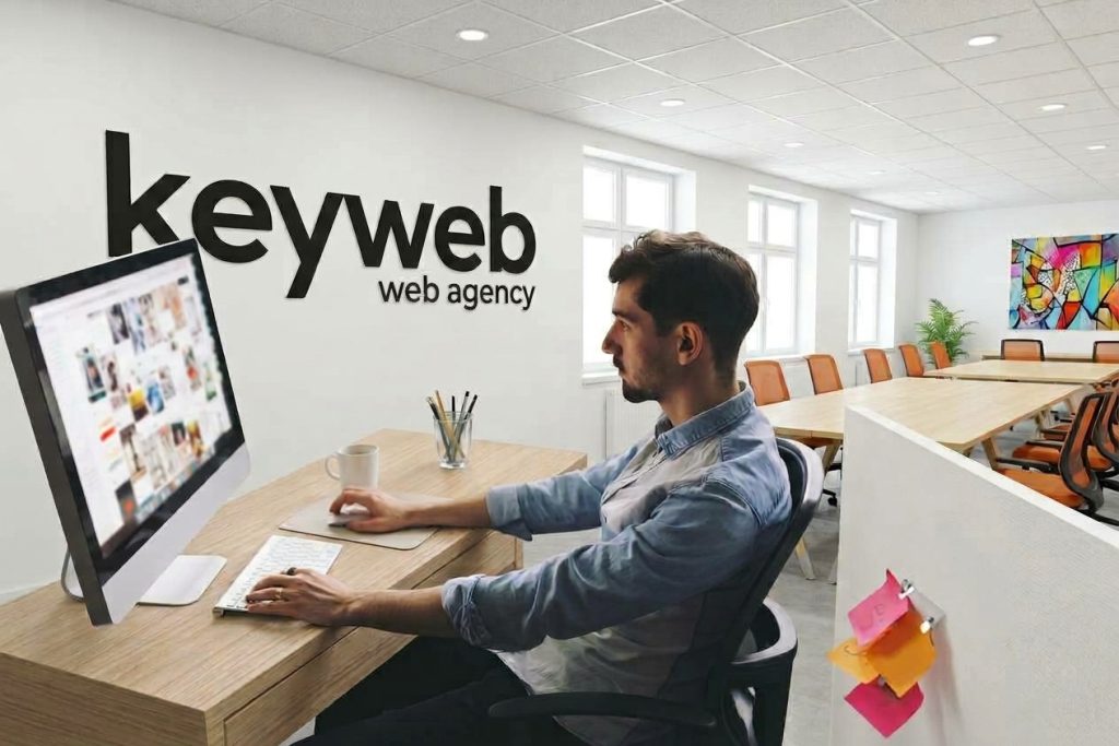 Web designer che lavora alla realizzazione di siti web dinamici con un pannello di gestione